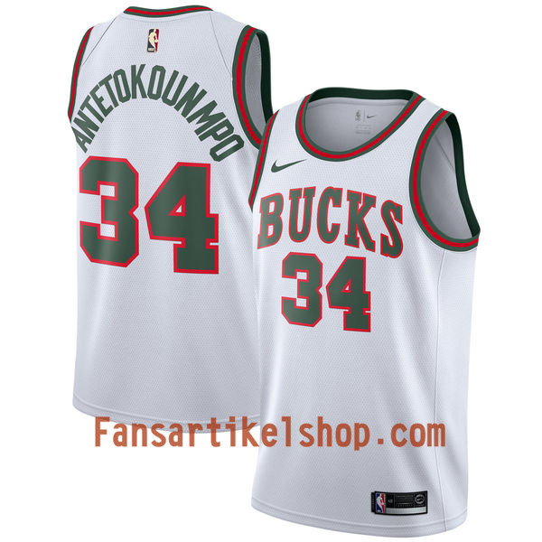 NBA Milwaukee Bucks Trikot Giannis Antetokounm 34 Nike 2017-18 Hardwood Classics Weiß Swingman - Herren NBA Milwaukee Bucks Trikot Giannis Antetokounm 34 Nike 2017-18 Hardwood Classics Weiß Swingman - Herren